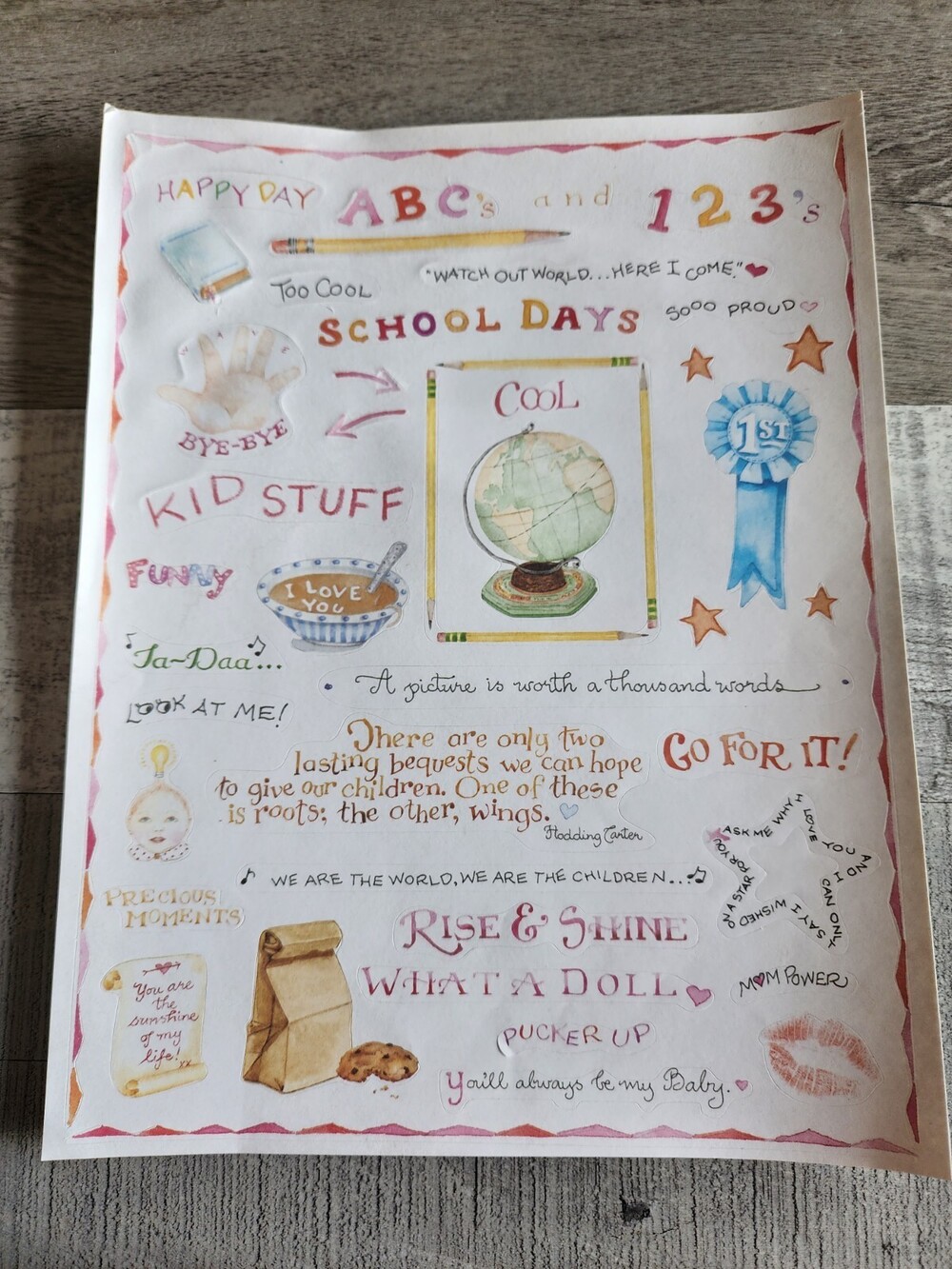 Colorbok Oversize Sticker Sheet Susan Branch ABC School Days Scrapbook New #47